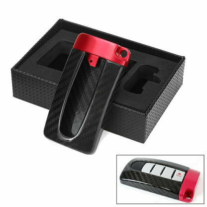 1x Carbon Fiber Red Key Fob Cover for Nissan Infiniti GTR (2009-2023)