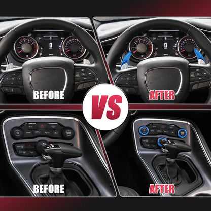 Blue Steering Paddle Shifter Cover Ring Trim AC Volume for Dodge Charger