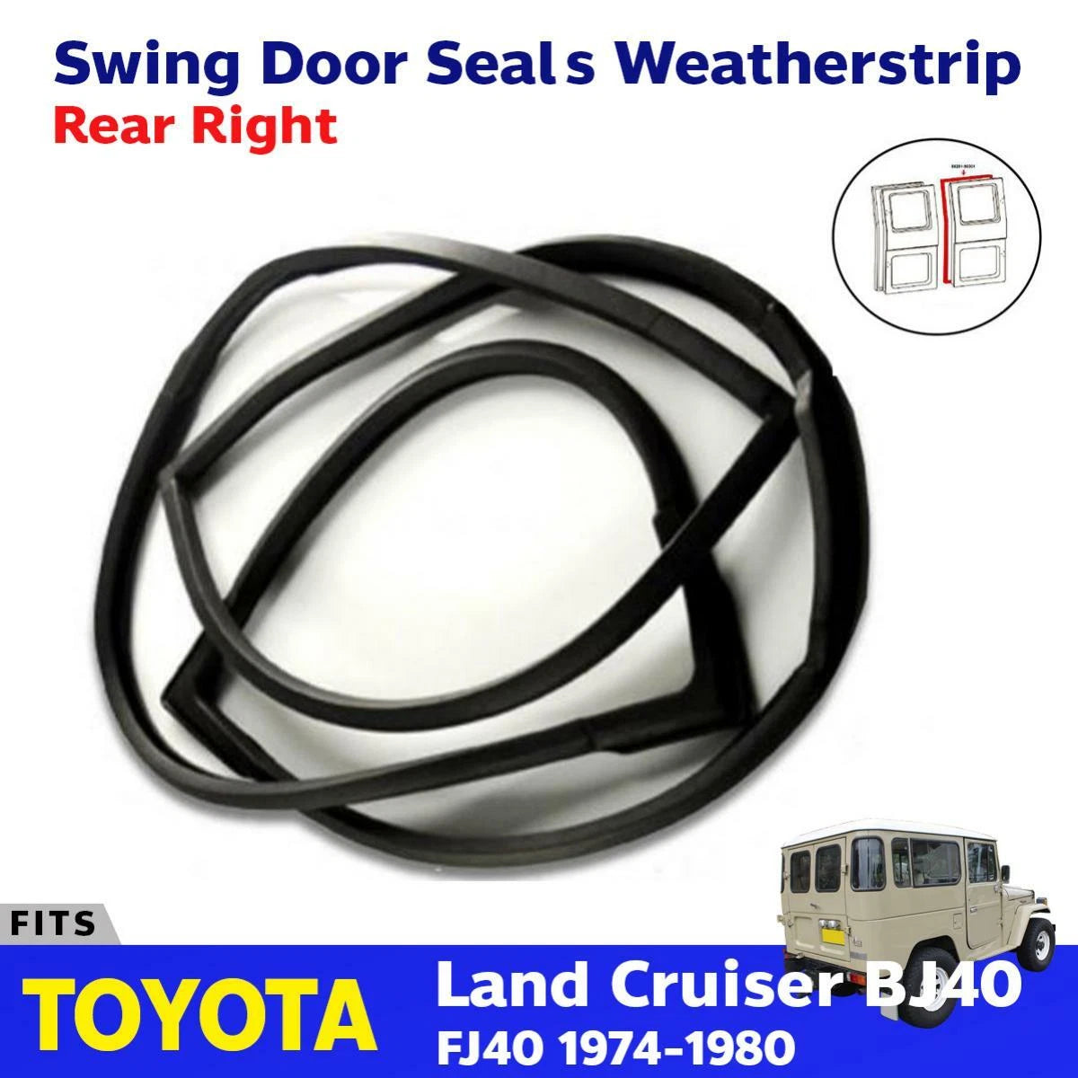 Swing Door Seals Weatherstrip Rear RH Fits Toyota Land-cruiser FJ BJ40 1974-80