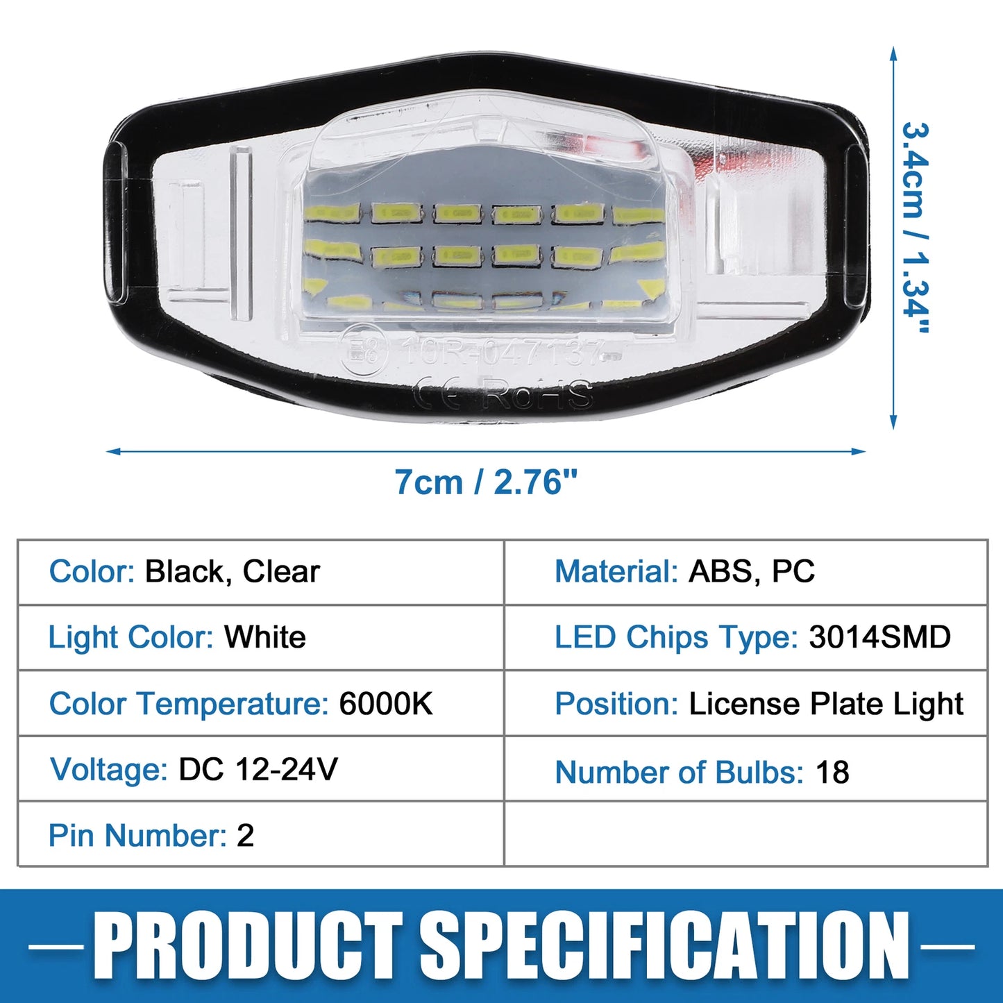 White LED License Plate Light Assembly  for Acura (2016-2023)