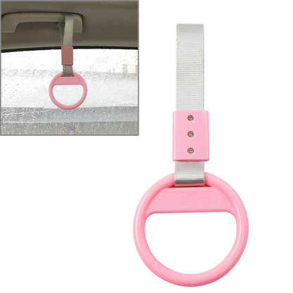 PVC Plastic Round Ring Handle Strap for Train Bus - Silver & Pink