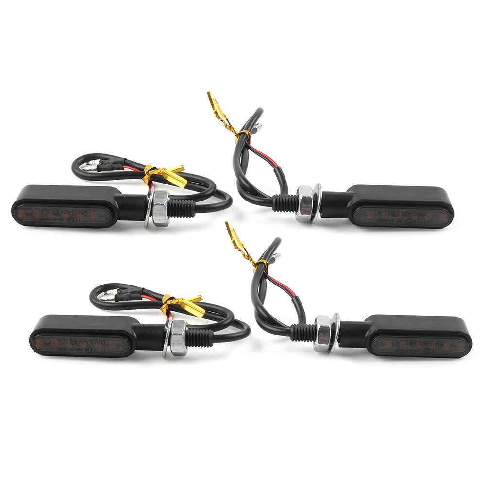 4x LED Mini Amber Turn Signal Lights for Cafe Racer Bobber