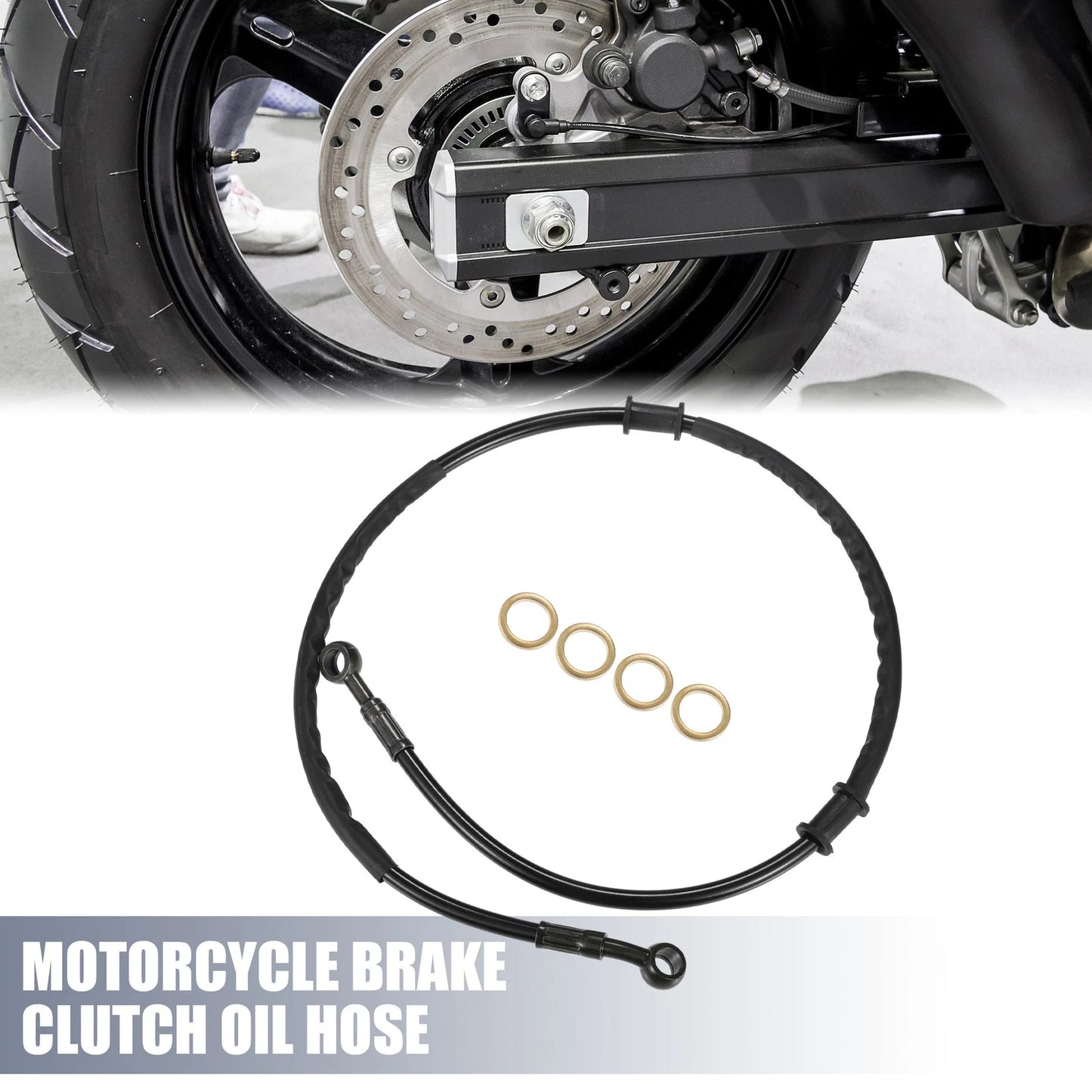 Set 85cm 33.46" Motorcycle Brake Clutch Oil Hose Clutch Throttle Pipe Black