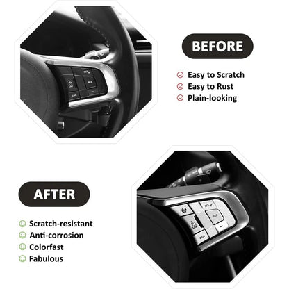 Silver Alloy Steering Wheel Button Cover Trim for Jaguar F-Pace, F-TYPE, XE, XF (2016-2023)