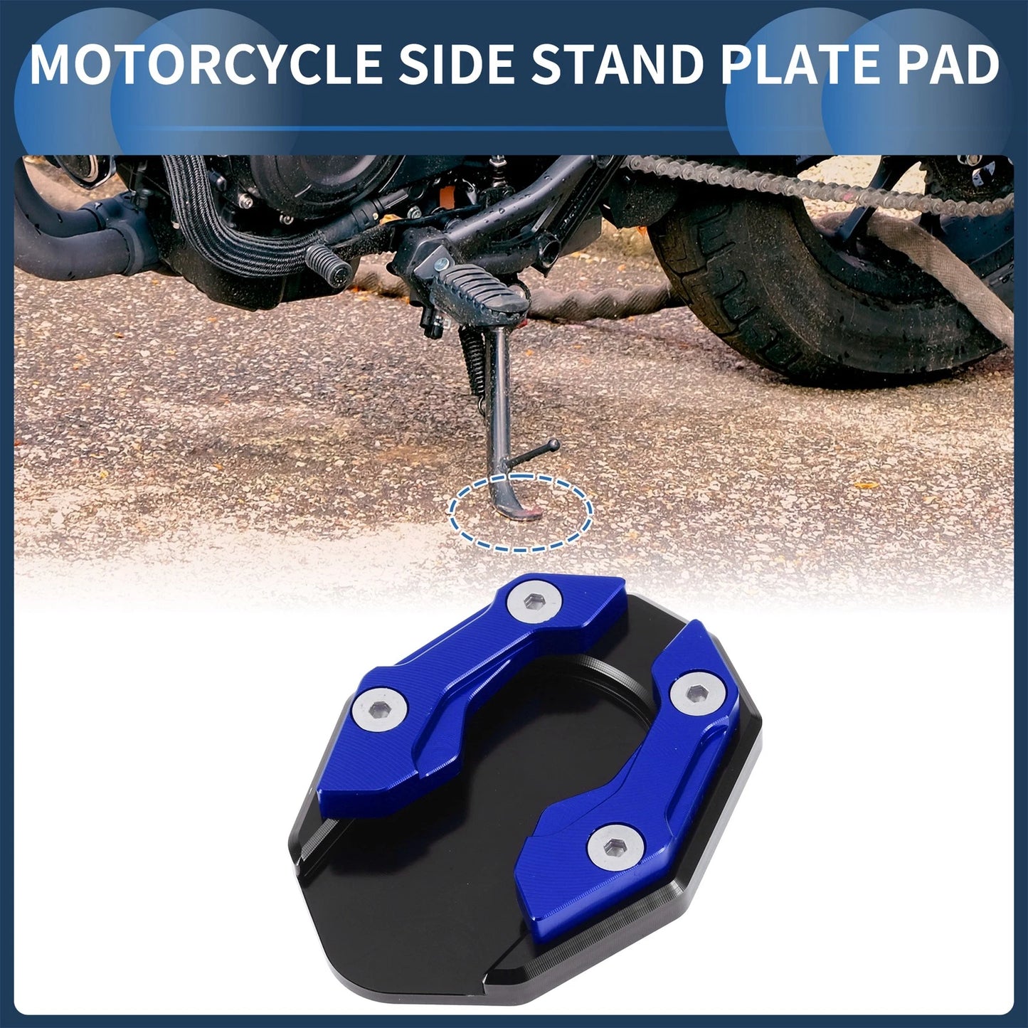 Side Stand Plate Pad / 1 Set / Aluminum Alloy Blue for Motorcycle