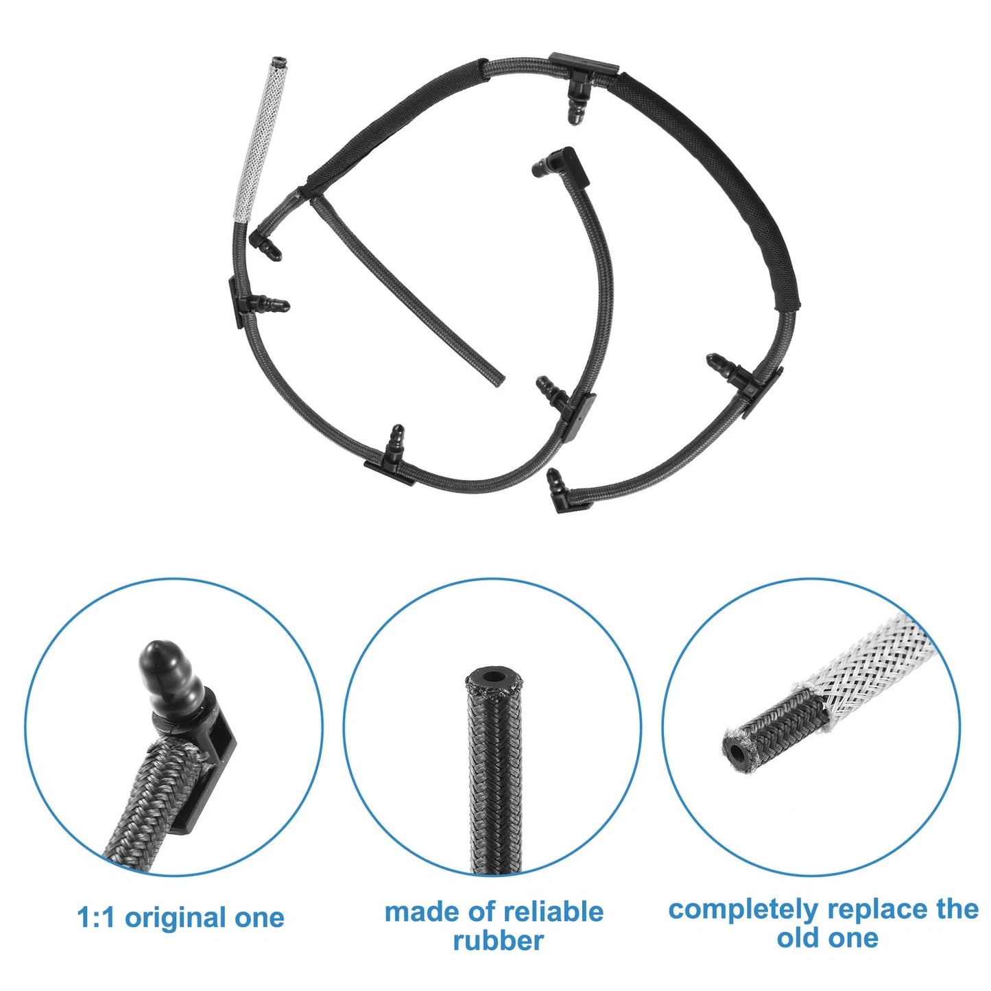 Left Right Fuel Injector Return Line for Chevrolet Silverado Black