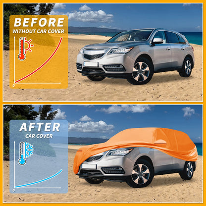 210D-PU Car Cover for Acura MDX Orange with Zipper