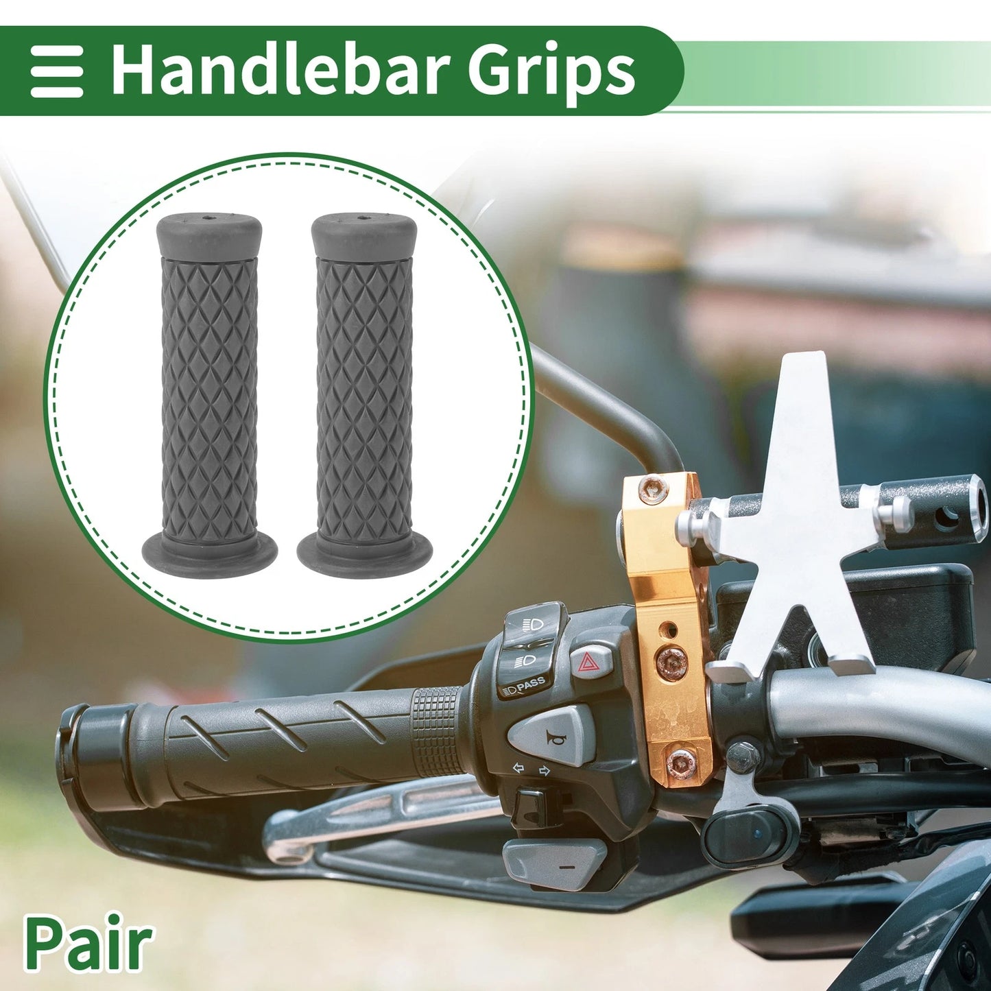 Grips / 25mm / Motorcycle Hand Grips Cover Handlebar End Grips TPU Dark Gray