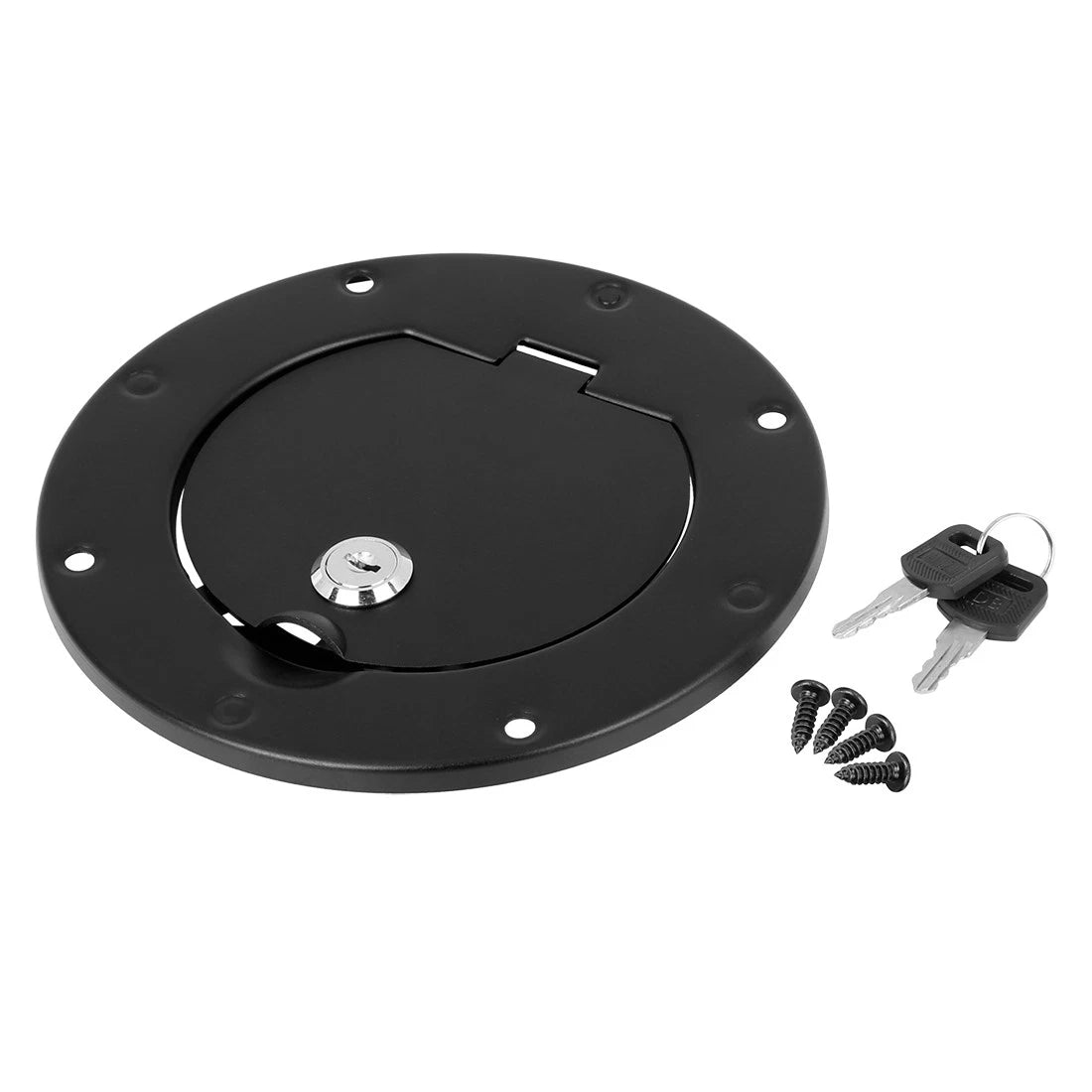 Black Locking Gas Cap Fuel Filler Door Cover for Jeep Wrangler (1997-2006)