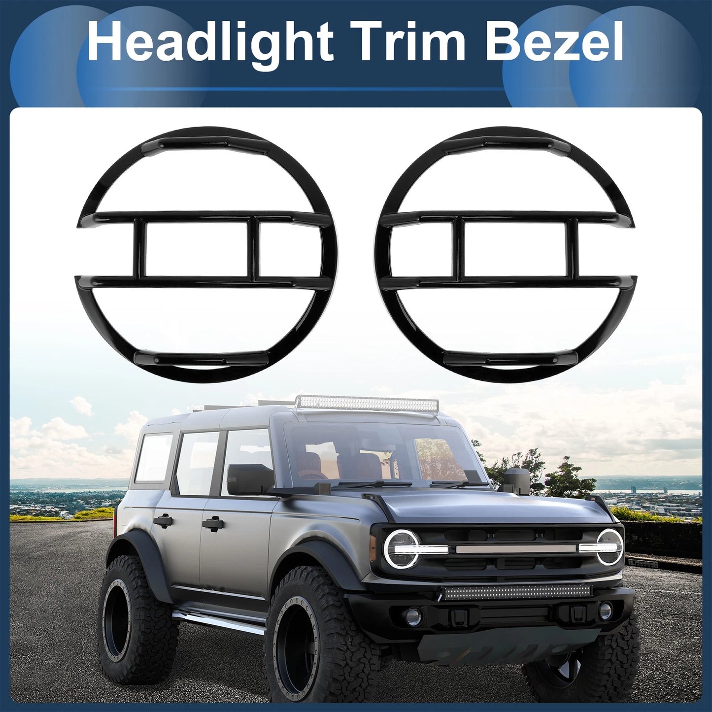Front Left & Right Headlight Trim Bezels for Ford