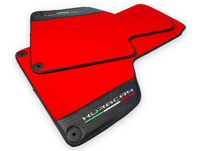 Red Floor Mats for Lamborghini Huracan (2014-2023) - Carbon Fiber Leather