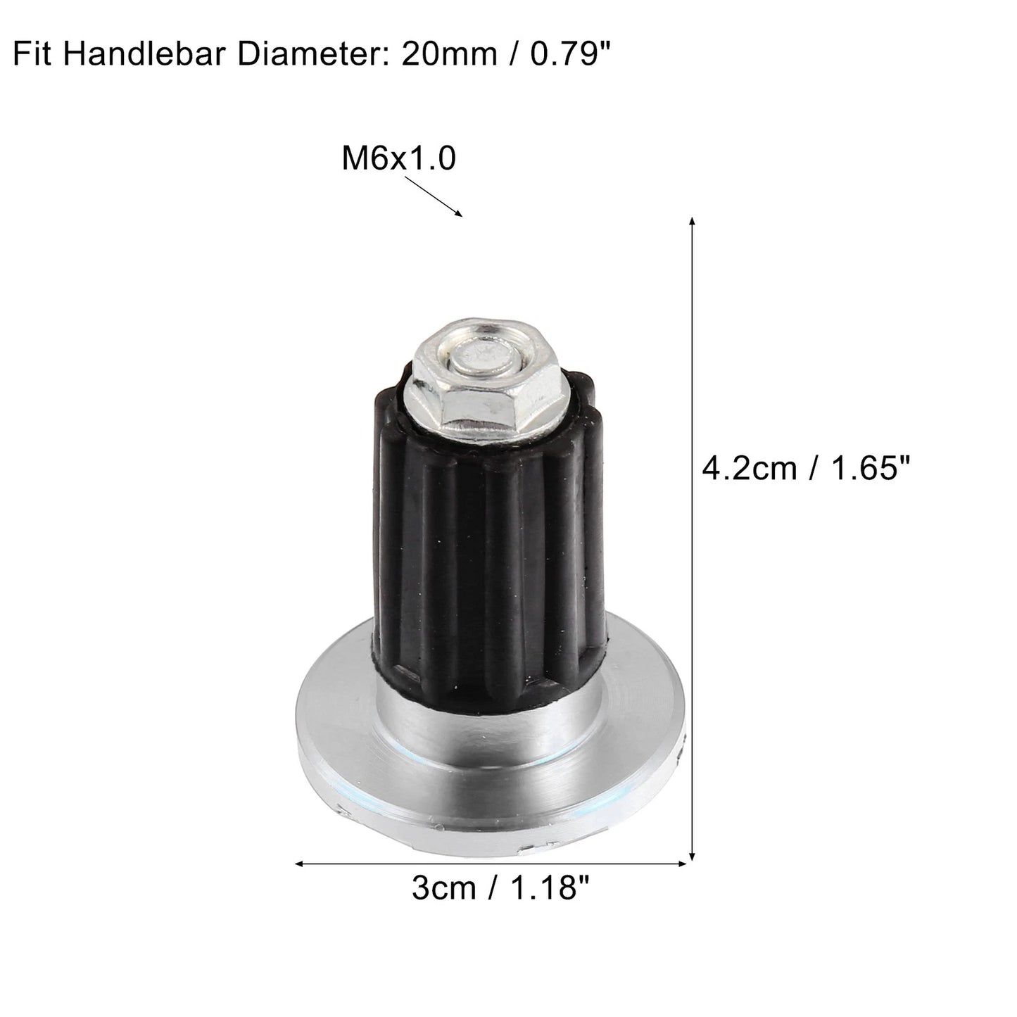 Pair 0.79" 20mm Hand Grip End Caps Aluminum Alloy Silver Tone for Make Model