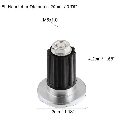 Pair 0.79" 20mm Hand Grip End Caps Aluminum Alloy Silver Tone for Make Model