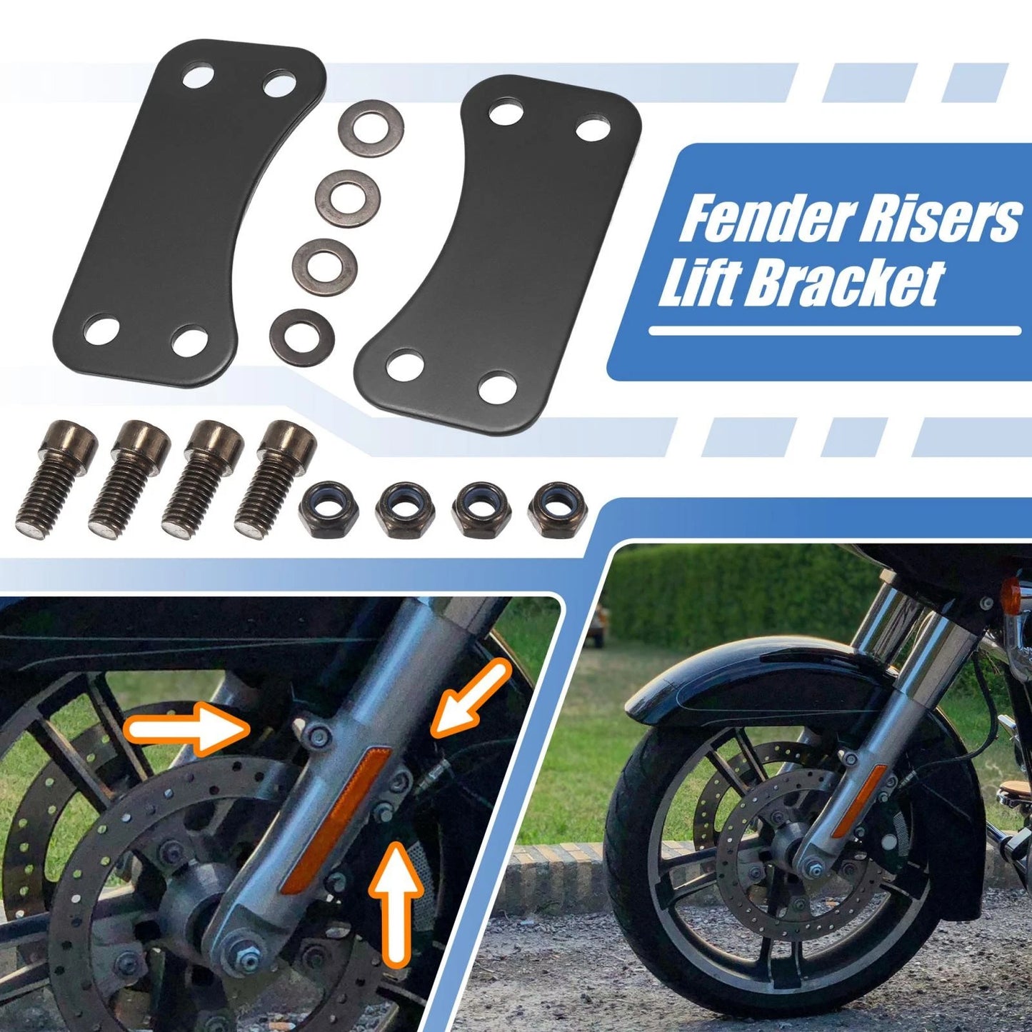 21" Front Wheel Fender Risers Lift Bracket Adapter for Harley Street Glide