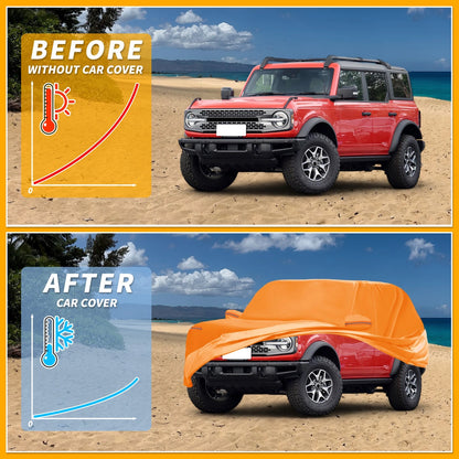 Waterproof All Weather Car Cover for Ford Bronco 4DR Orange (2021-2023)
