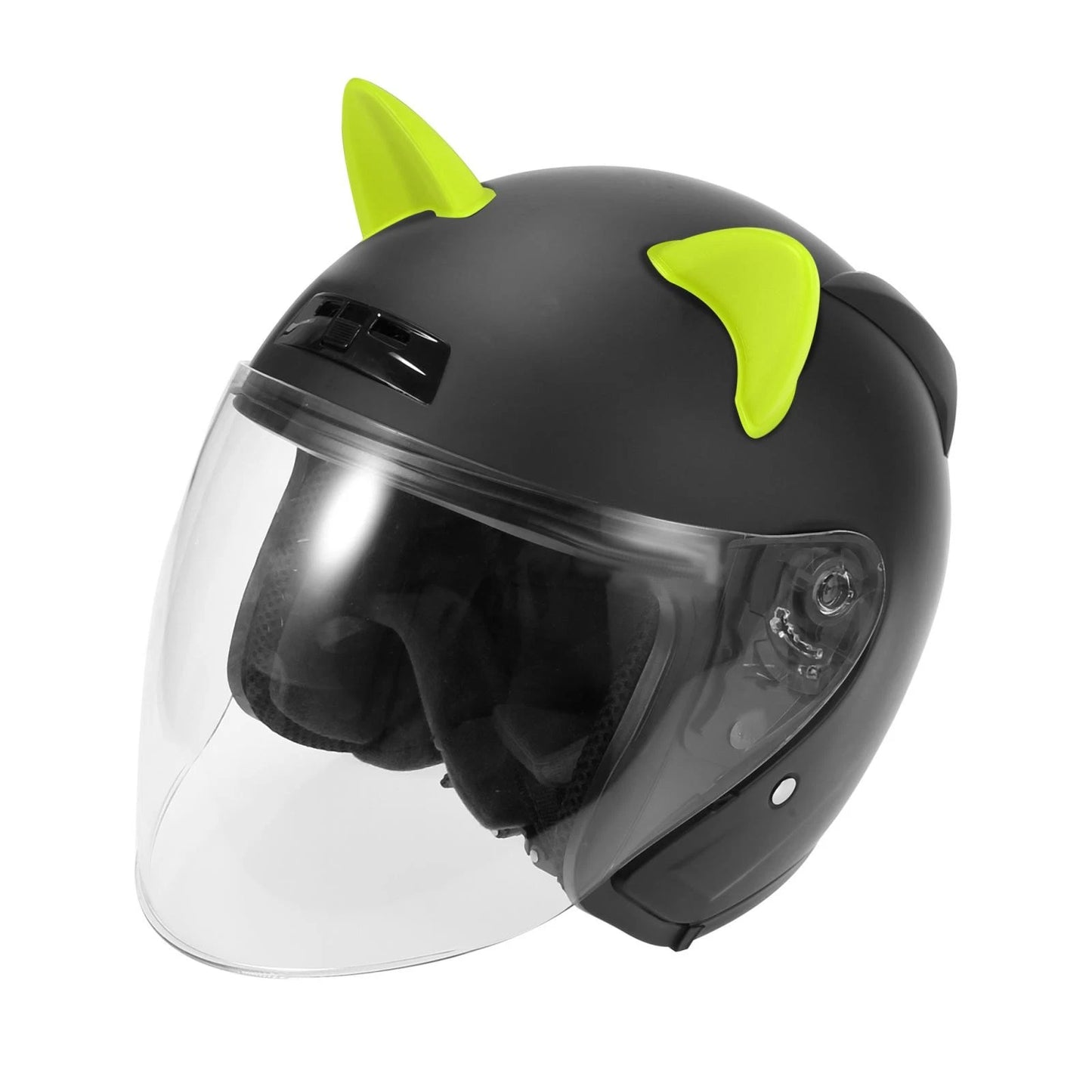 2 x Cat Ears Style Stick On Helmet Decoration Accessories Green TPU for Motorcycle