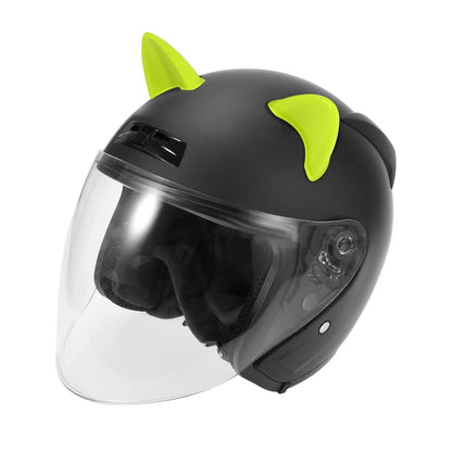 2 x Cat Ears Style Stick On Helmet Decoration Accessories Green TPU for Motorcycle