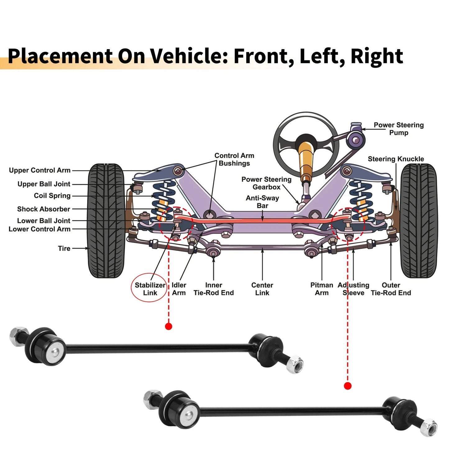 Front Stabilizer Sway Bar Links for Fiat Qubo (2008-2020)