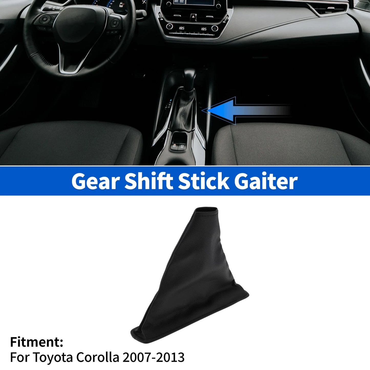 Gear Shift Stick Gaiter Faux Leather Black for Toyota Corolla (07–13)
