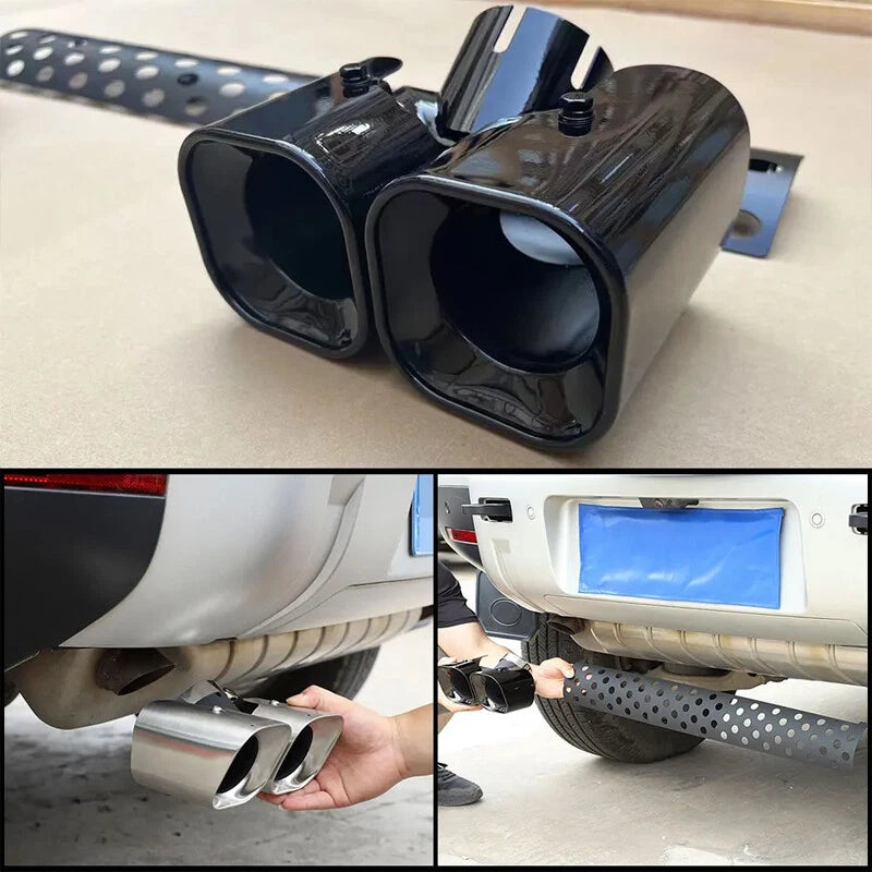 3PC Black Tailpipe Exhaust Pipe for Defender 110 130 90 (2020-2024)