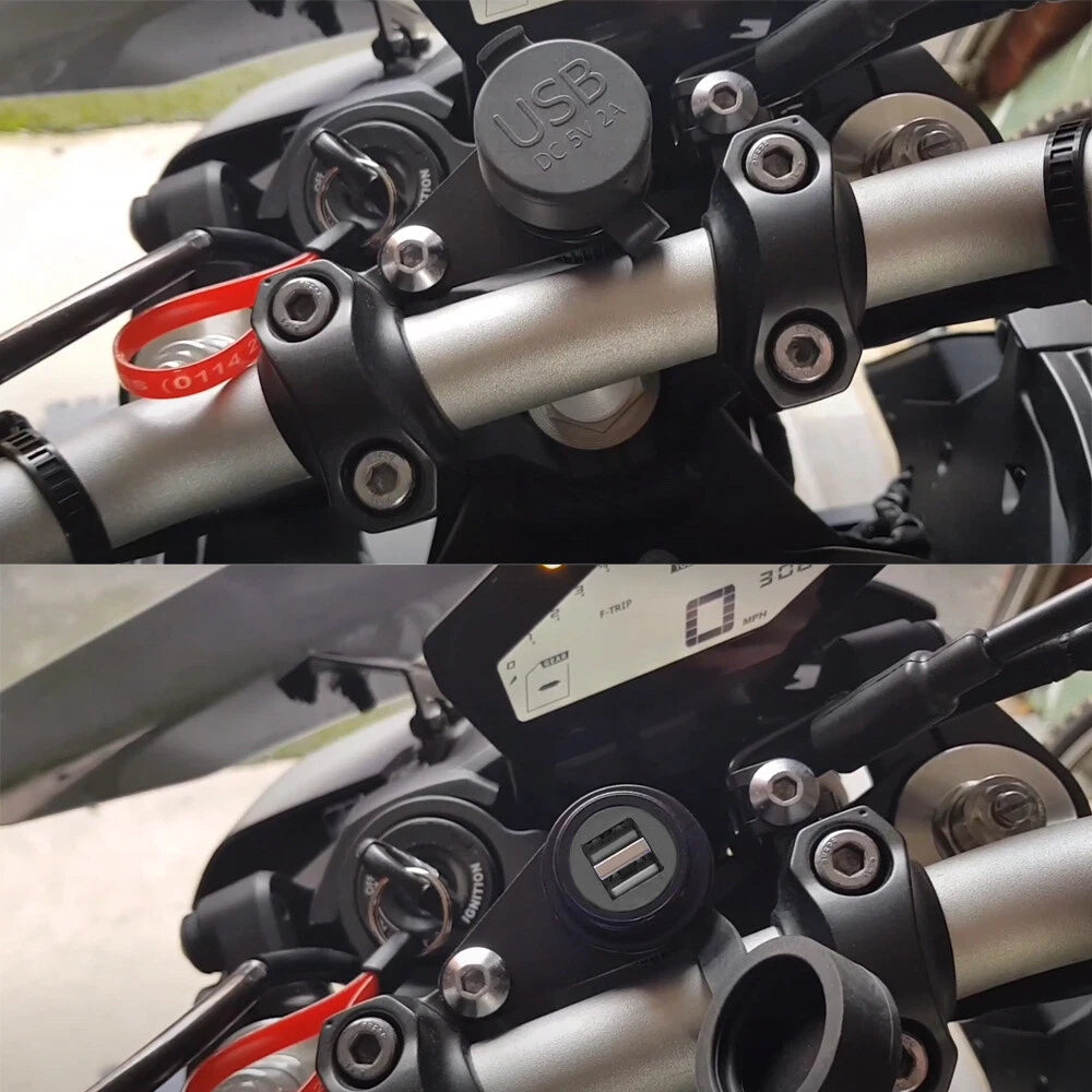 Dual USB Charger Adapter for Yamaha MT09, SP, XSR900, Tracer 900, MT07