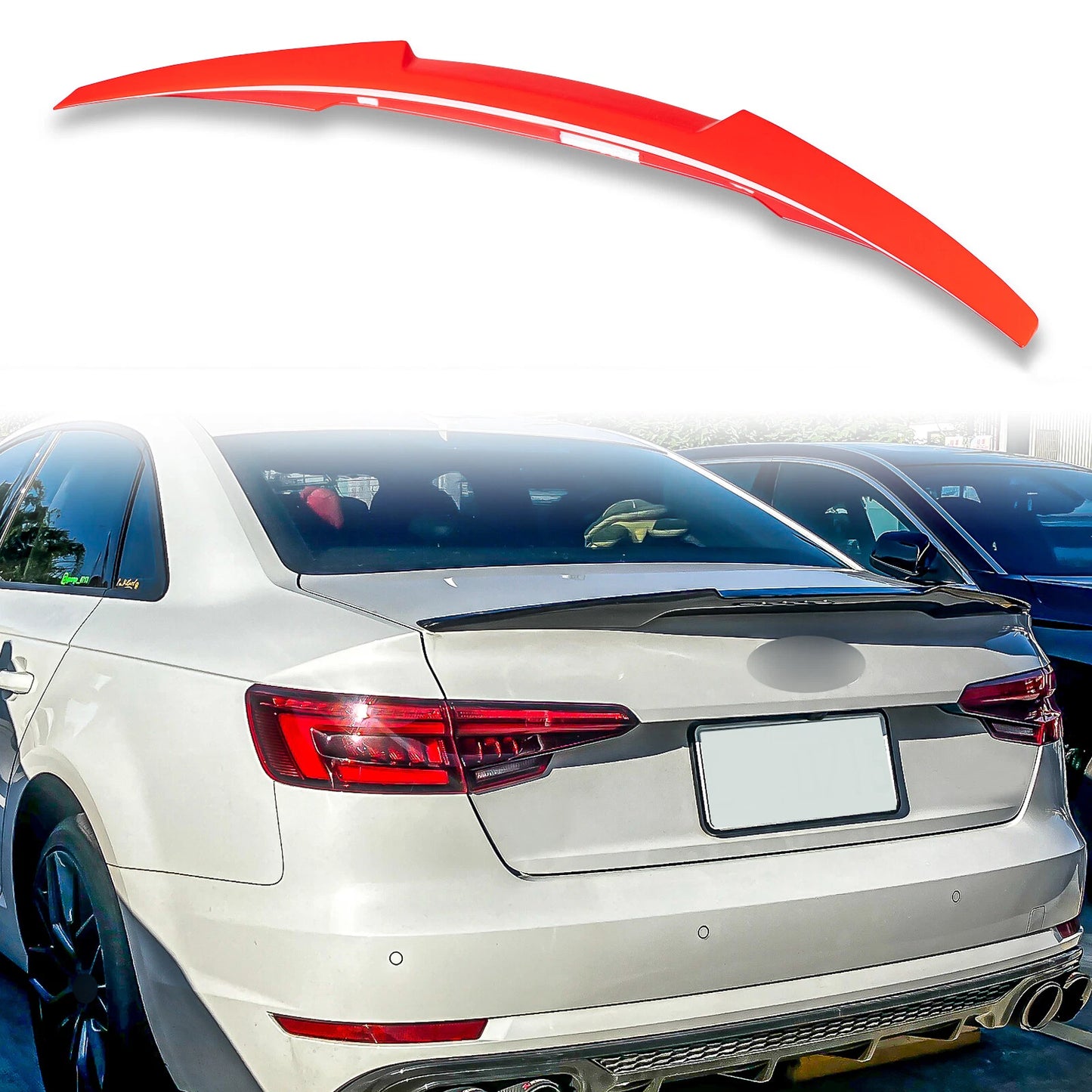 ABS Boot Spoiler for Audi A4 B9 2016-2021 Sedan Laser Red LY3H