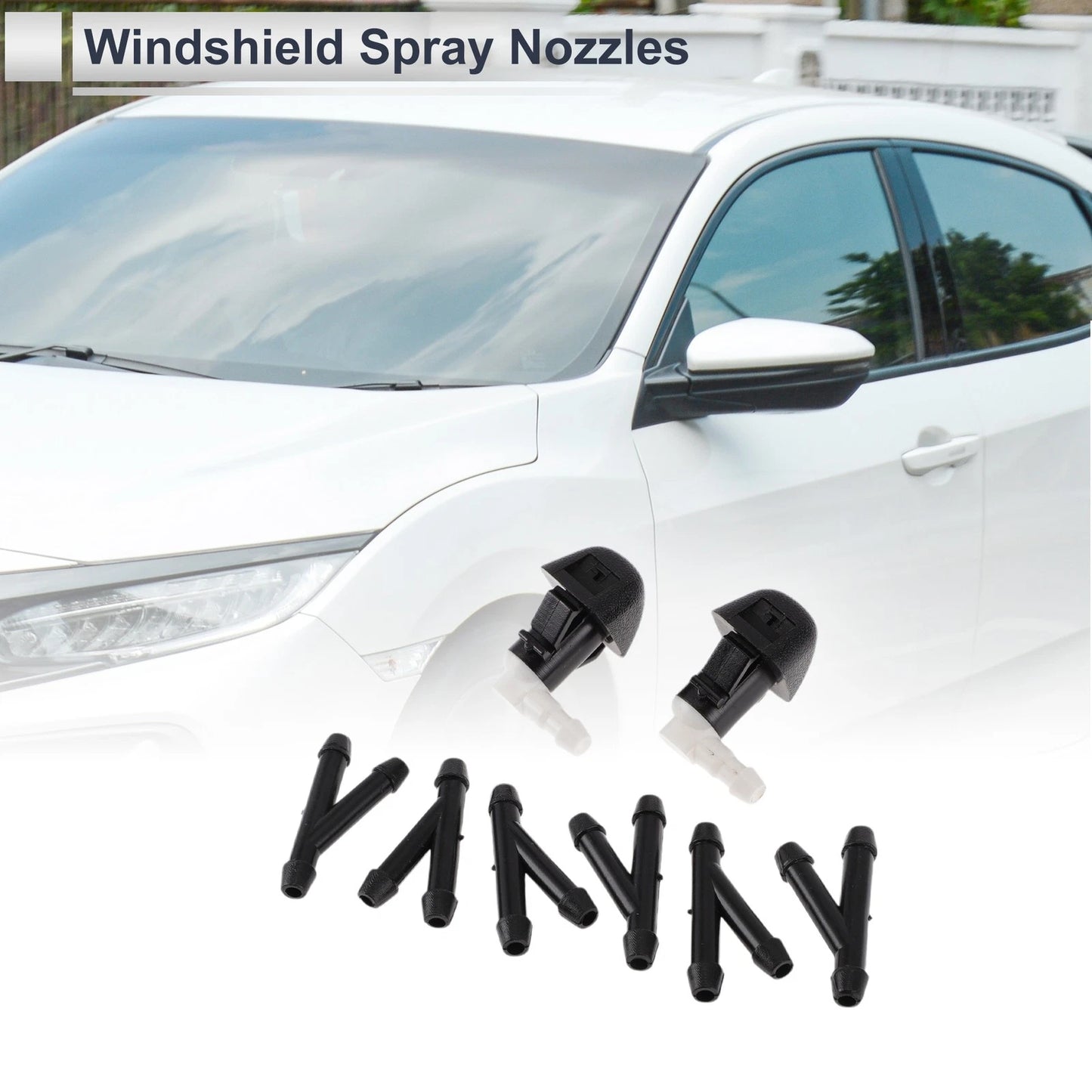 6 x Windshield Washer Nozzles & Hose Connectors for Honda
