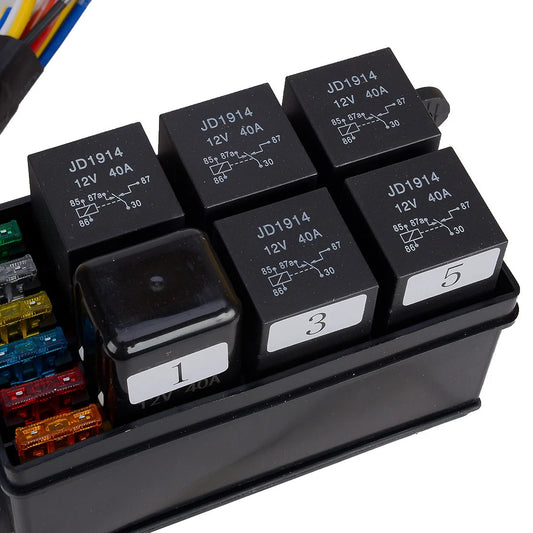 12V Fuse & Relay Box with 6 ATO ATC Fuse Slots for Car Truck
