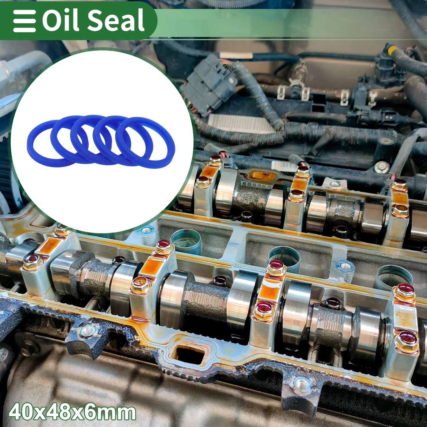 Oil Seal Rotary Shaft Seal TPU 40x48x6mm High Pressure Blue 5 Pcs