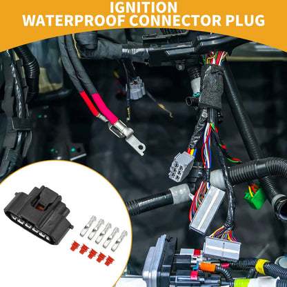 5-Pin Ignition Waterproof Connector Plug 1 Set Plastic Black 2.2mm for Toyota