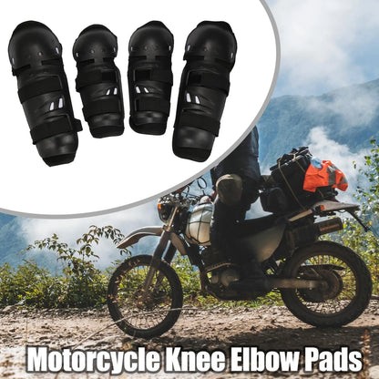 4pcs Roundhead Knee Elbow Pads for Motorcycle with Adjustable Strap Black