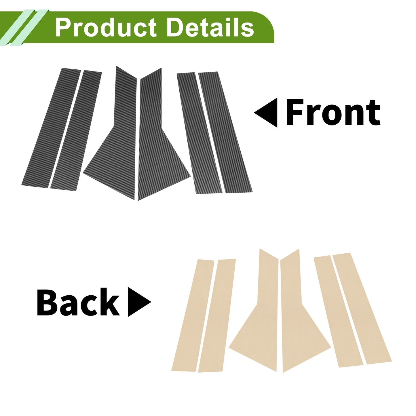 6 Pcs Window Trim for Chevy Captiva (2019-2024) Carbon Pattern Black