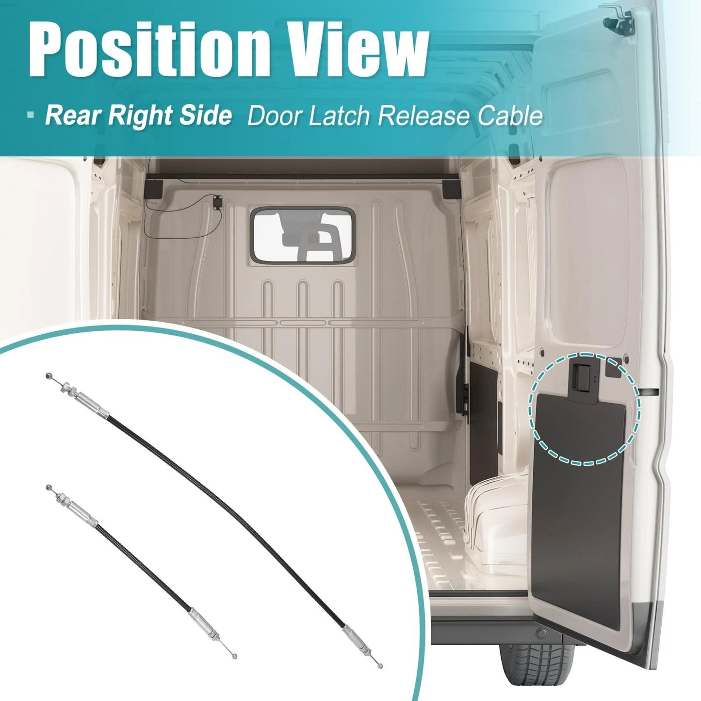 Rear Right Door Latch Release Cable for Ford E150 E250 (2004-2014)
