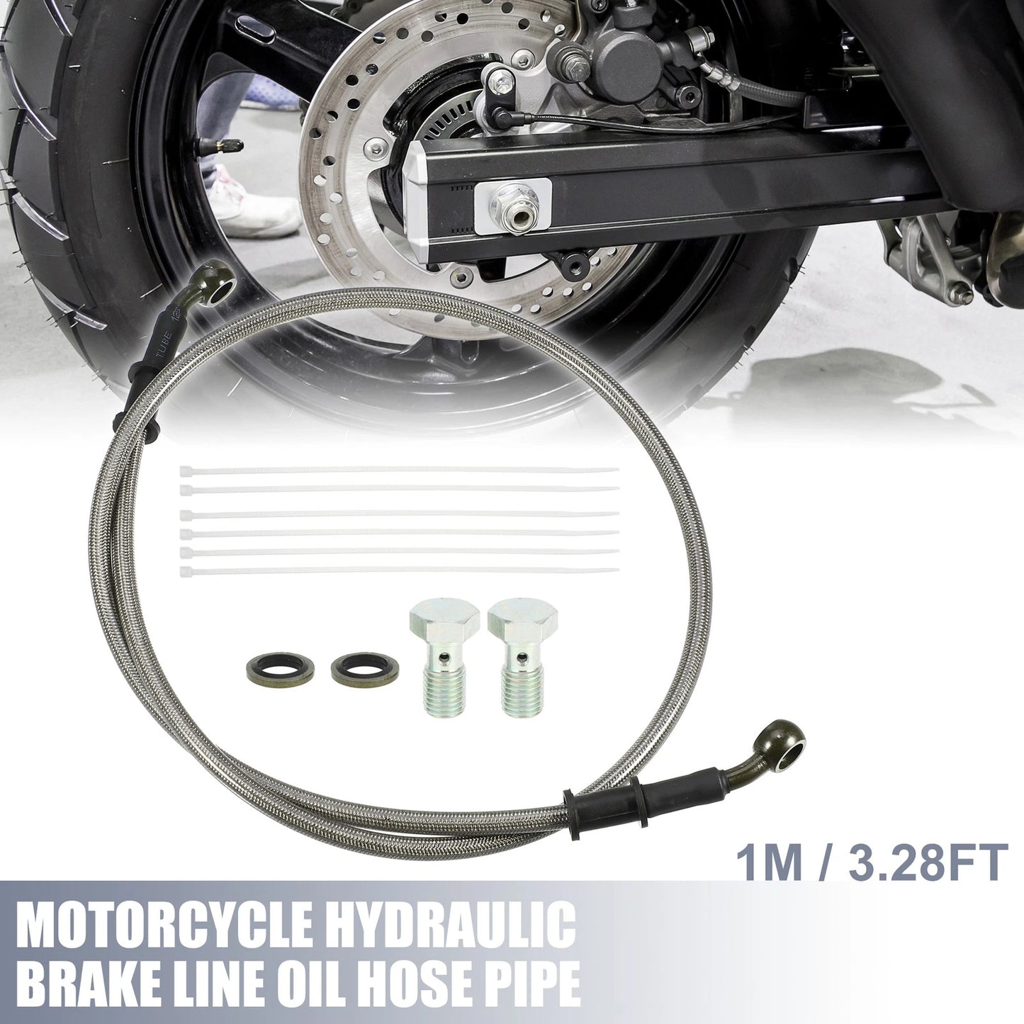 1 Set 1m Hydraulic Brake/Clutch Line Hose with Screws for Motorcycle