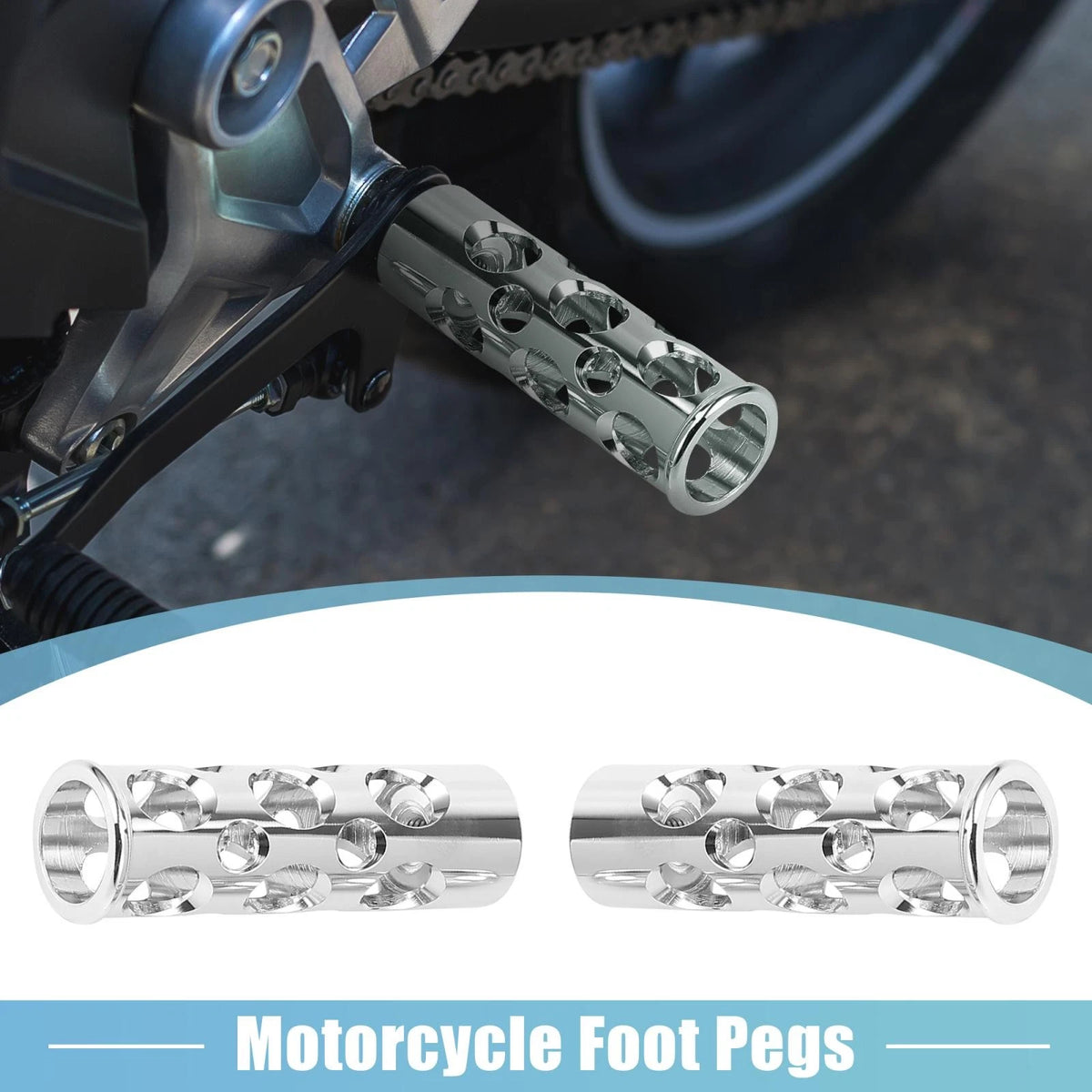 Rearsets / 8mm Aluminum / Footpeg Footrest Silver Tone for Aolly Motorcycle