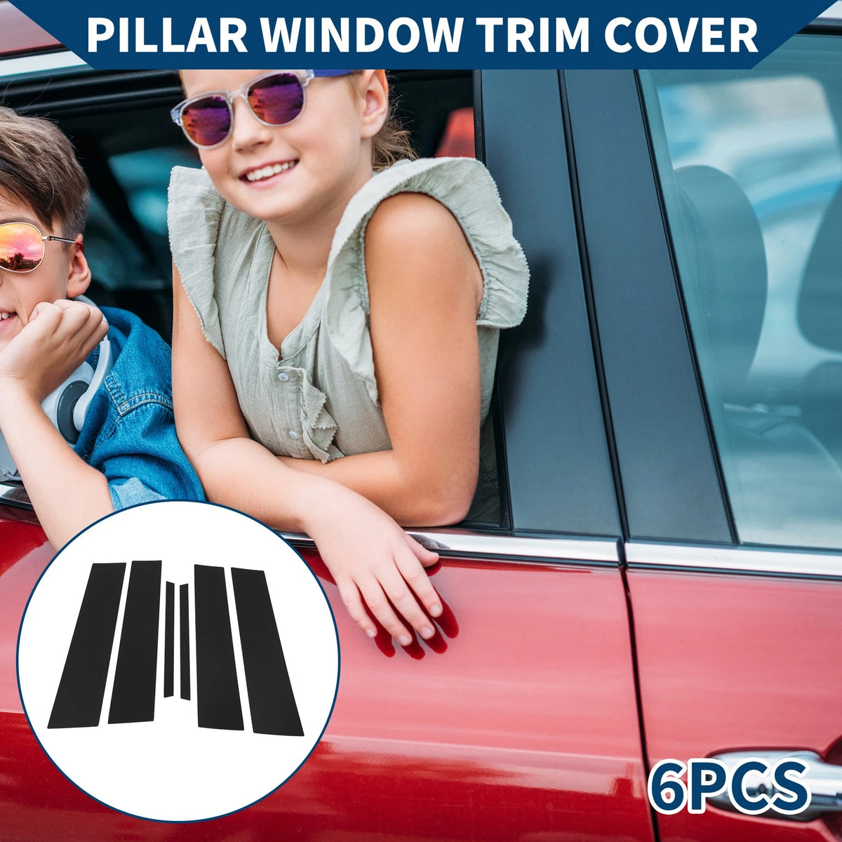 6 Pcs Door Pillar Window Trim for Honda City (2022-2024) Black
