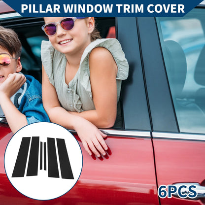 6 Pcs Door Pillar Window Trim for Honda City (2022-2024) Black