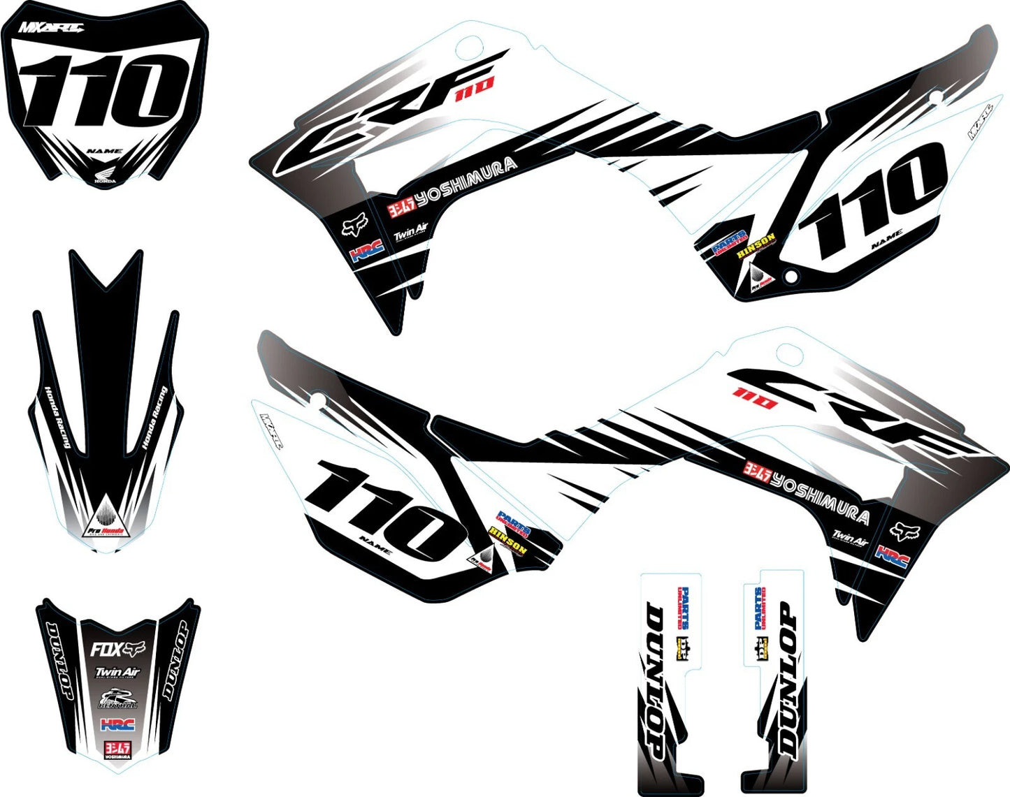 Full Graphic Kit for Honda CRF 110 2019-2026 - SHARP Style Stickers