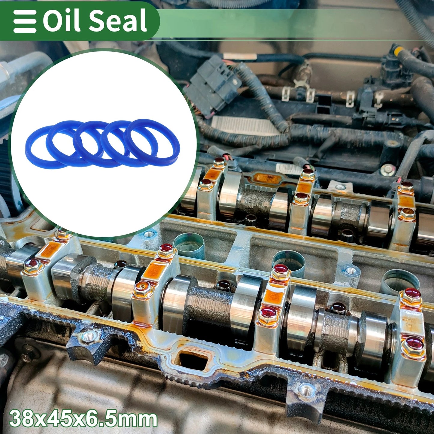 Oil Seal TPU 38x45x6.5mm High Pressure Blue 5 pcs