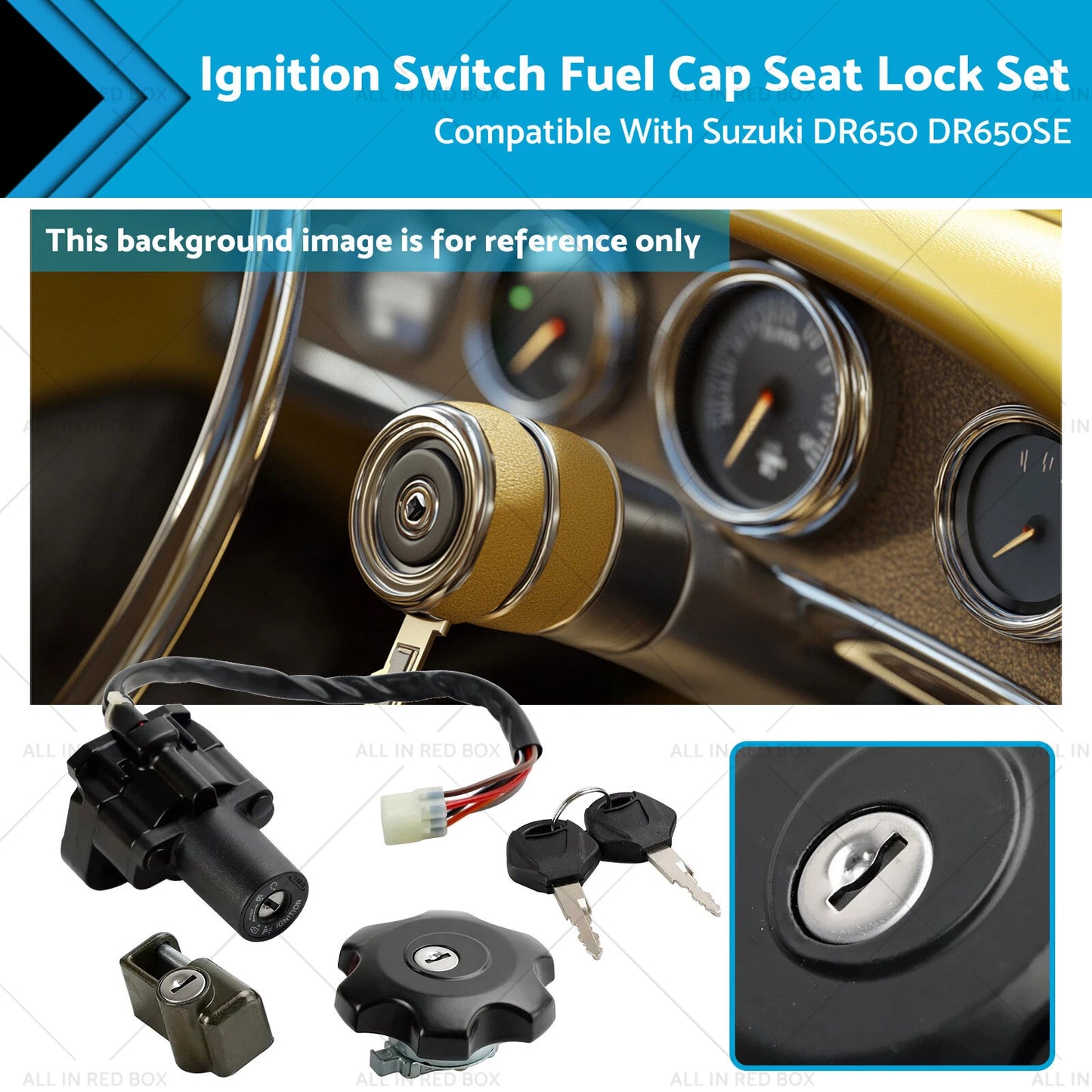 Ignition Switch Fuel Cap Seat Lock Set for Suzuki DR650 DR650SE (1996-2022)