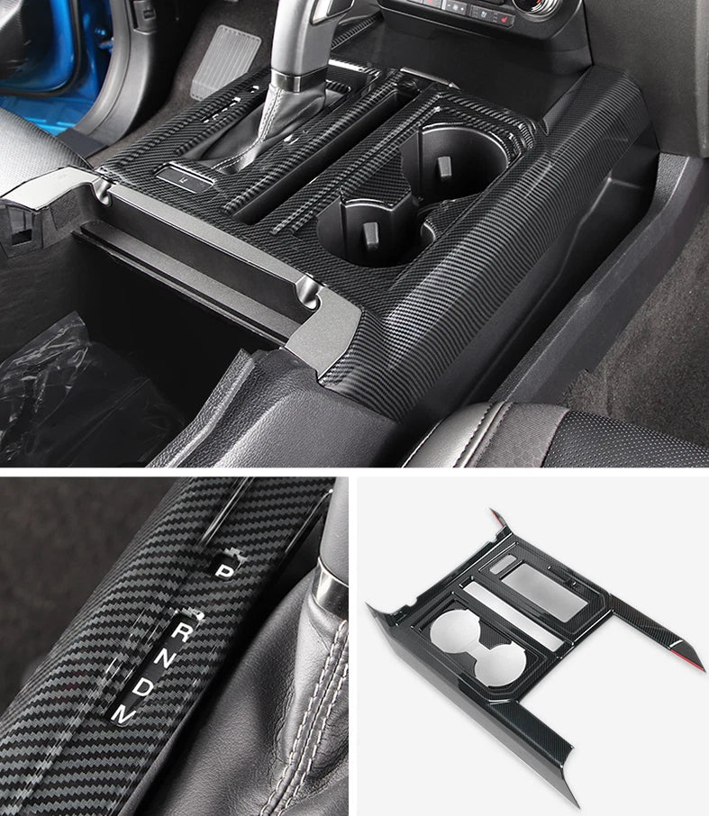 Carbon Fiber Interior Gear & Water Cup Holder Trim for Ford F150 (2015-2019)