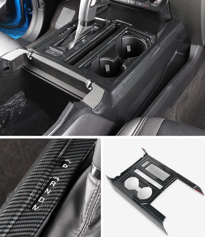 Carbon Fiber Interior Gear & Water Cup Holder Trim for Ford F150 (2015-2019)