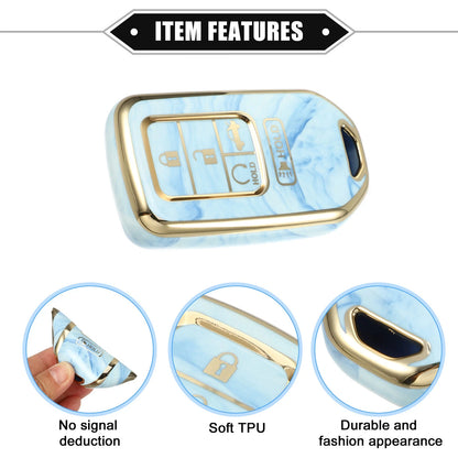 5 x Key Fob Covers for Honda Accord CRV - Porcelain Pattern Soft TPU Blue