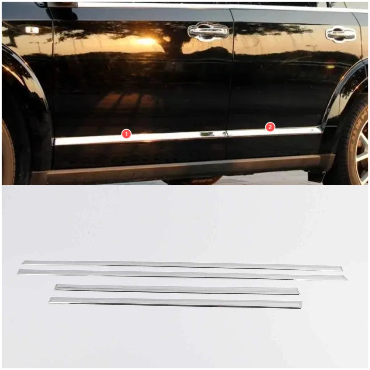Chrome Door Side Body Molding Cover Trim for Dodge Journey (2009-2020) 4 x pcs