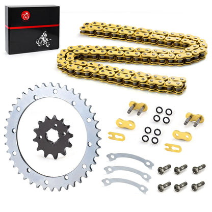 Gold O-Ring Chain 98 Links & Drive Sprocket Kit for Yamaha Warrior 350 89-04