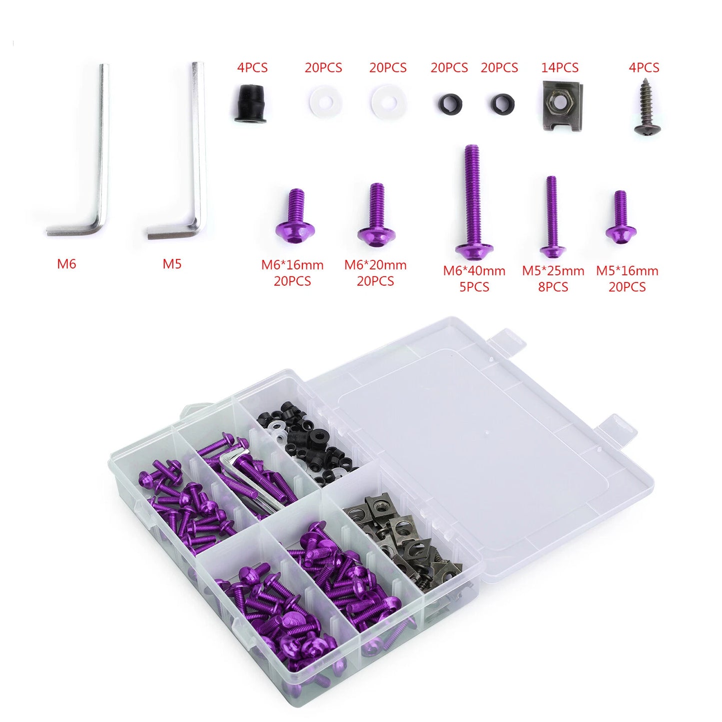 177 x M5/M6 Purple Fairing Screws