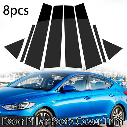 8 x Black Door Trim Window Pillar Posts for 2017-2020 Hyundai Elantra