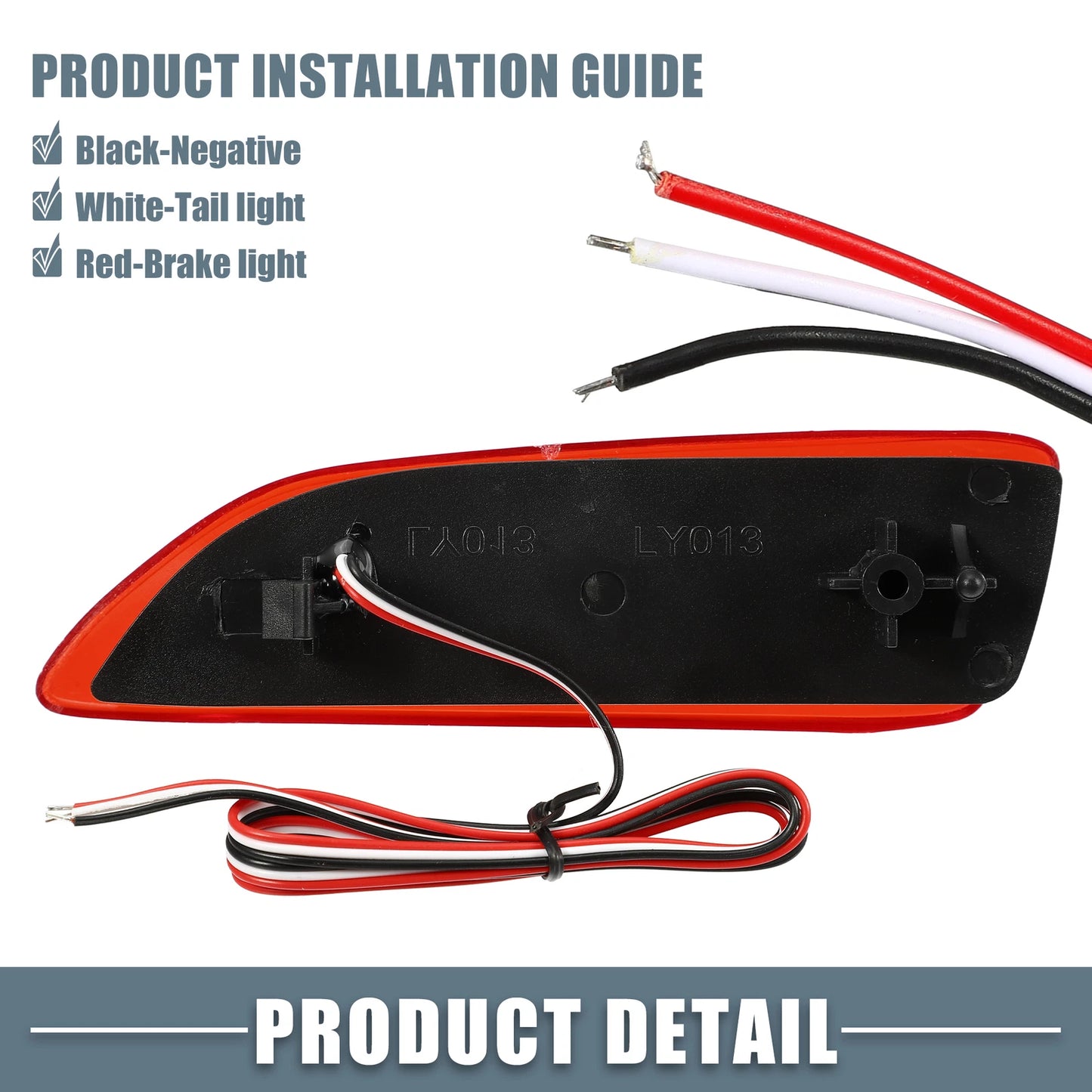 2 x Rear Bumper Reflector LED Brake Tail Lights for Toyota Corolla (2014-2019)