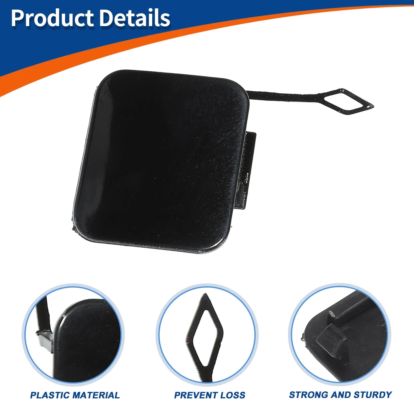 Rear Tow Hook Cover for BMW 525i 528i 530i 540i (2001-2007) Black