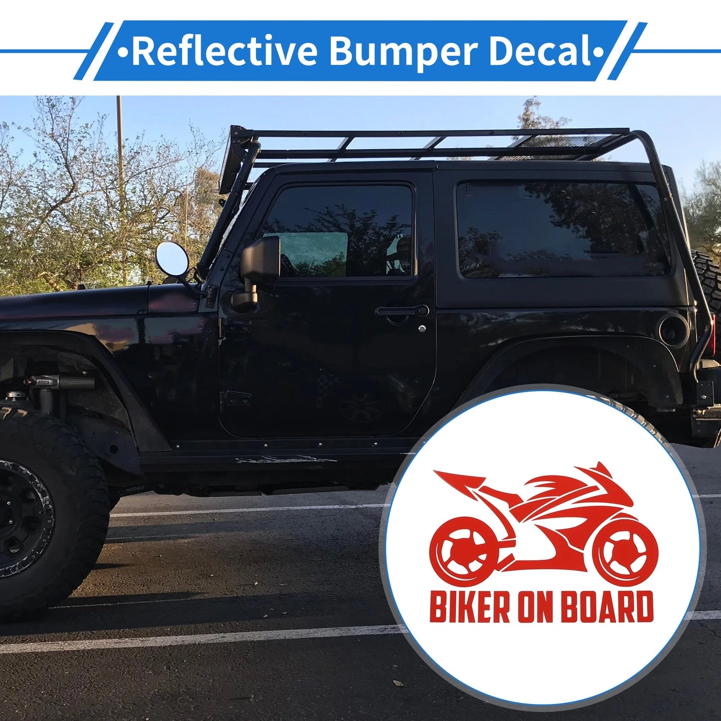 Reflective Red Square Hollow Bumper Decal for Motorcycle Pattern